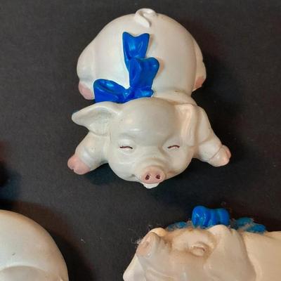 Pig Collectibles and Three pig Refrigerator magnets