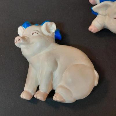 Pig Collectibles and Three pig Refrigerator magnets