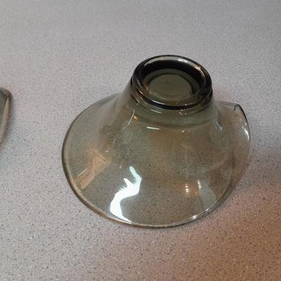Two vintage Mid Century Modern Smoke glass Dishes Viking glass