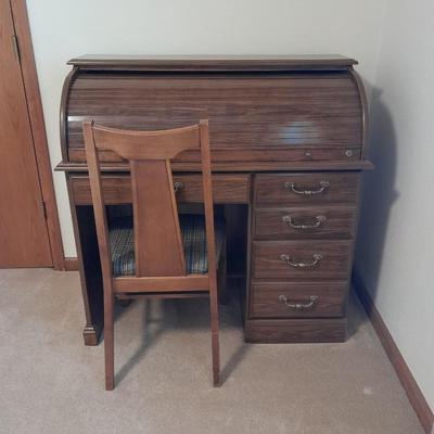 Keyed Roll top writing / office desk with Vaghn Furniture chair