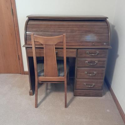 Keyed Roll top writing / office desk with Vaghn Furniture chair