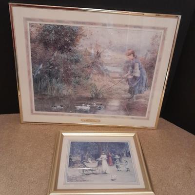Two gold framed Pictures Across the Stile by William Stephen Coleman