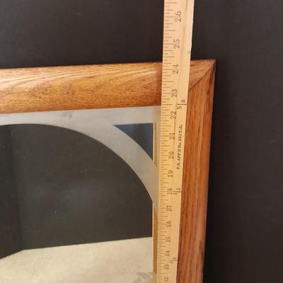 Oak framed wall mirror with Frosted floral design