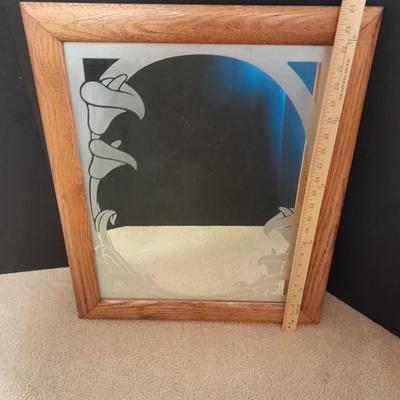 Oak framed wall mirror with Frosted floral design