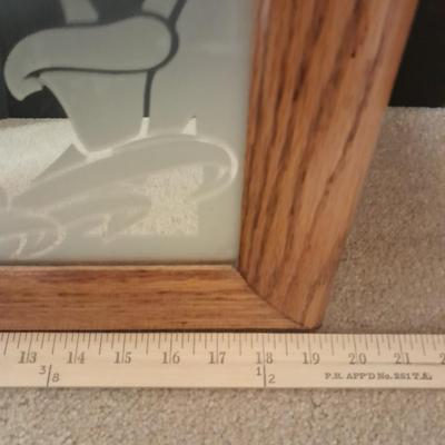 Oak framed wall mirror with Frosted floral design