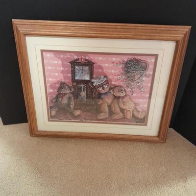 Oak Framed " Time out" Teddy Bear wall art