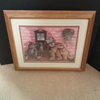 Oak Framed " Time out" Teddy Bear wall art