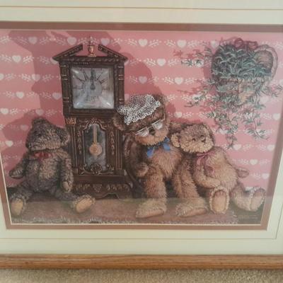 Oak Framed " Time out" Teddy Bear wall art