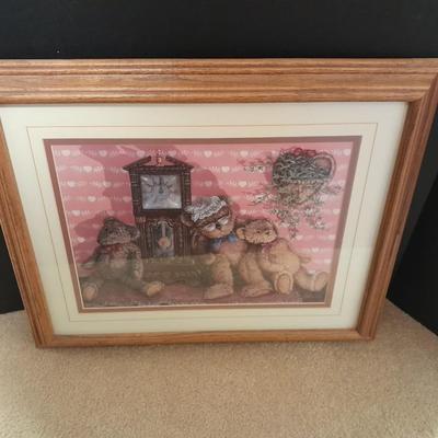 Oak Framed " Time out" Teddy Bear wall art
