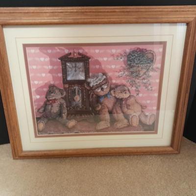 Oak Framed " Time out" Teddy Bear wall art