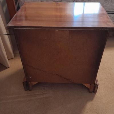 Two drawer Twin Oaks Furniture nightstand with Sharp alarm clock 1 of 2