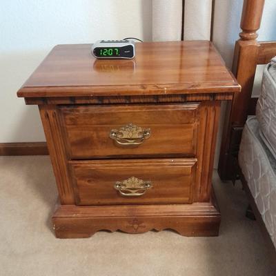 Two drawer Twin Oaks Furniture nightstand with Sharp alarm clock 1 of 2