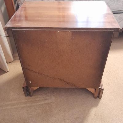 Two drawer Twin Oaks Furniture nightstand with Sharp alarm clock 1 of 2