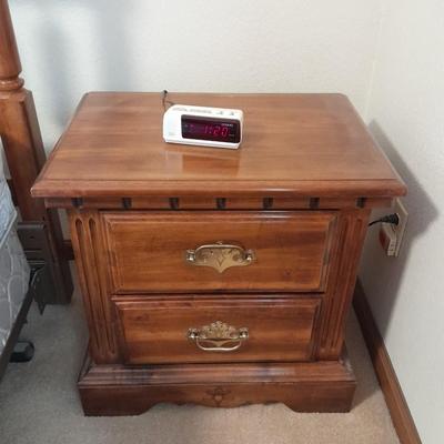 Two drawer Twin Oaks Furniture nightstand with Sharp alarm clock 2 of 2