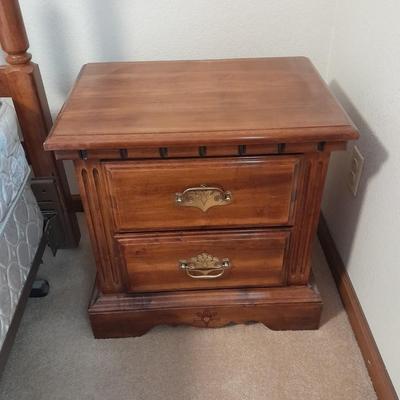 Two drawer Twin Oaks Furniture nightstand with Sharp alarm clock 2 of 2