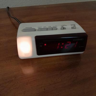 Two drawer Twin Oaks Furniture nightstand with Sharp alarm clock 2 of 2