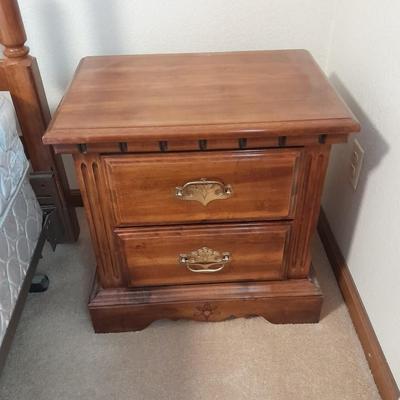 Two drawer Twin Oaks Furniture nightstand with Sharp alarm clock 2 of 2