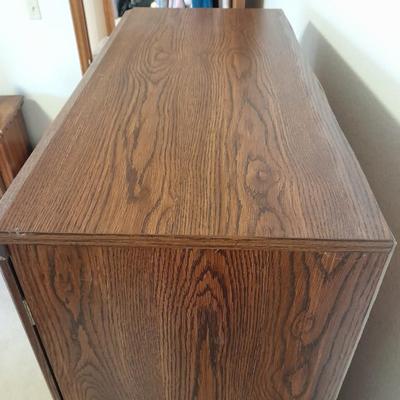 Tall wardrobe / storage cabinet with shelves inside doors and two drawers