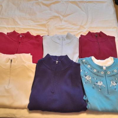 Women's long-sleeved tops / sweaters with zipper front XL and L