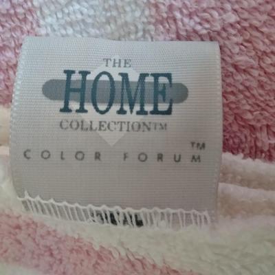 Home & Stevens brand Pink & Blue Striped towels with Pink waste can