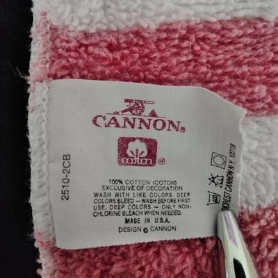 Cannon Pink and white striped towel set