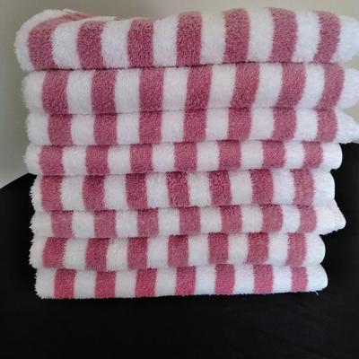 Cannon Pink and white striped towel set