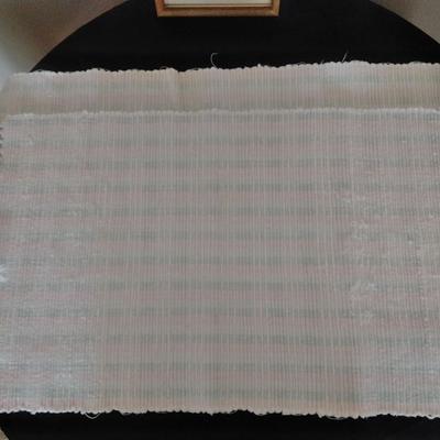 Framed bathroom wall art, Two rugs, Bath towels, washcloth and hand towels