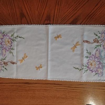 Vintage Embroidered Table linens runners and cloths