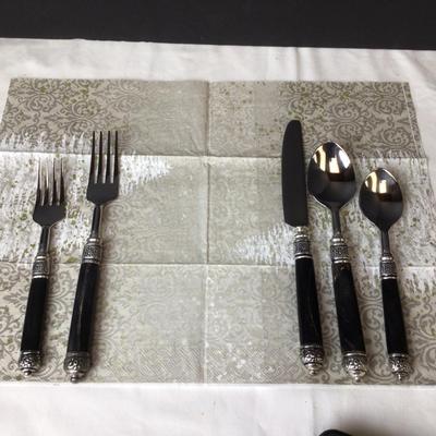 504 Retroneu Black Horn Flatware Lot NEW