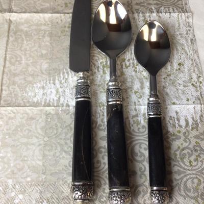 504 Retroneu Black Horn Flatware Lot NEW