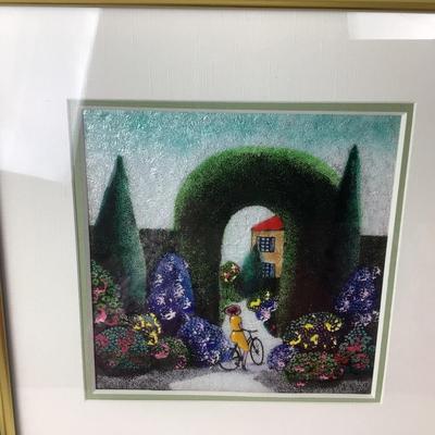 517 Enamel â€œGarden Viewâ€ Framed Art