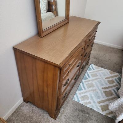 Wood 6 Drawer Cabinet with Mirror