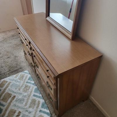 Wood 6 Drawer Cabinet with Mirror