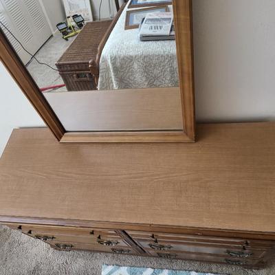 Wood 6 Drawer Cabinet with Mirror