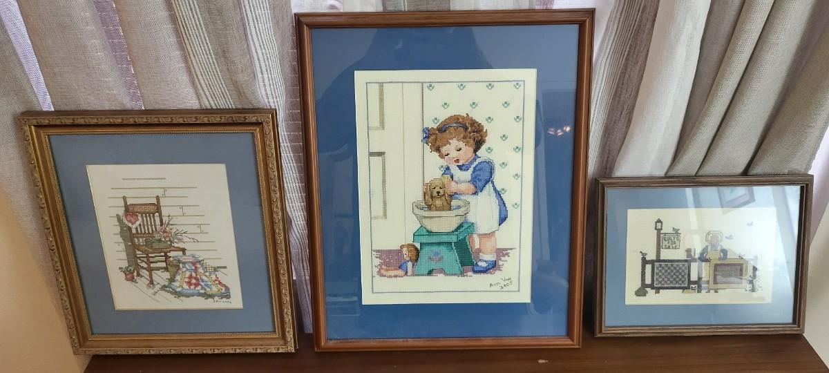 3 Pieces of Framed Needlepoint