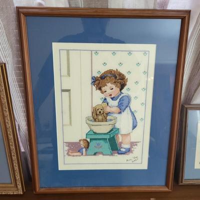 3 Pieces of Framed Needlepoint