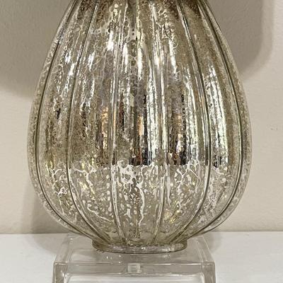 Mercury Glass Style Table Lamp ~ With Burlap Sparkle Shade