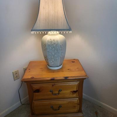 Wood End Table with Lamp