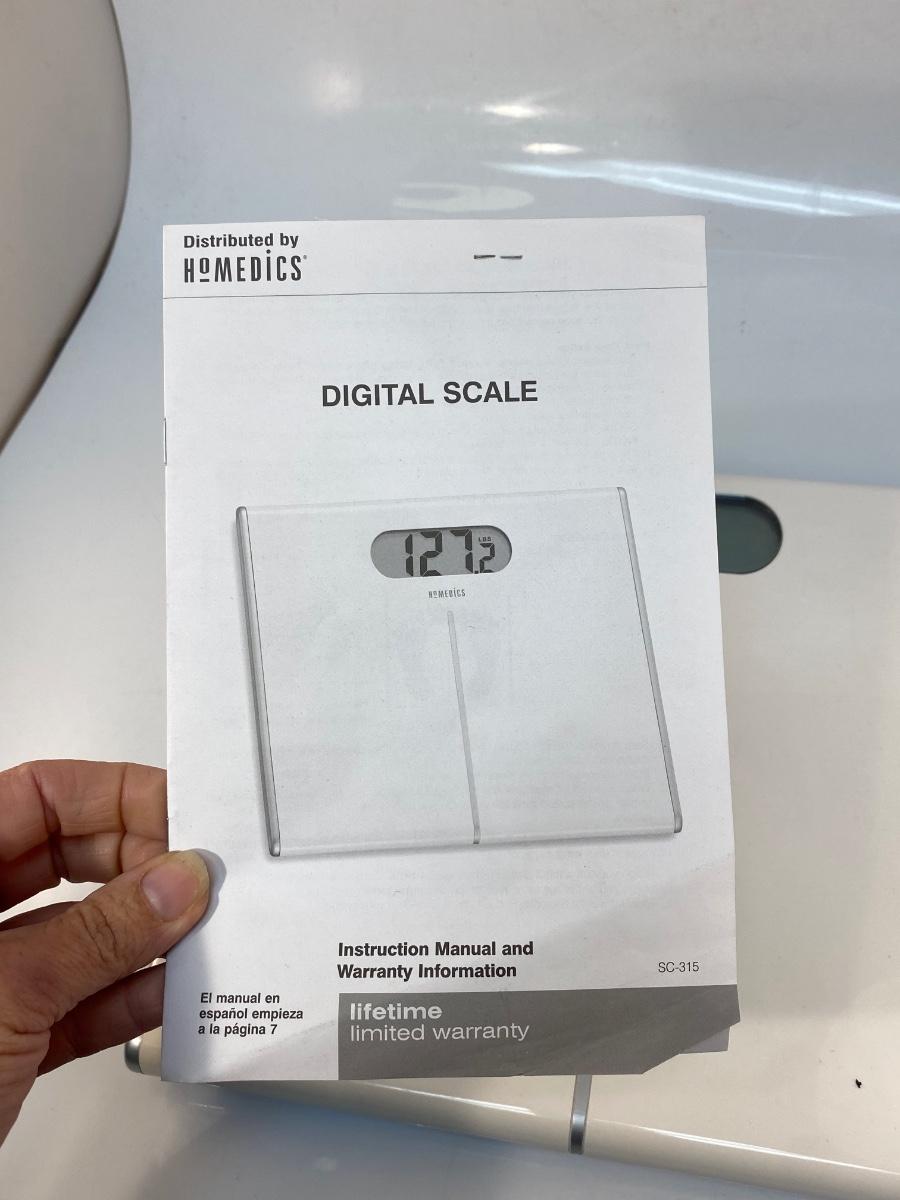 White HoMedics Digital Bathroom Scale with Manual 350lb Capacity