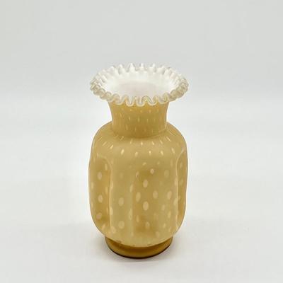 FENTON ~ Honey Amber Vase With Ruffled Top