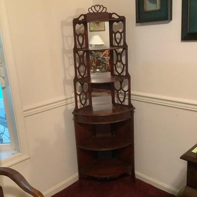 Lot 528 Antique Mahogany Mirrored Back Chippendale Style Corner Shelf