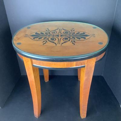 Lot 532 Antique German Beidermier Style  Oval Glass-top Side Table
