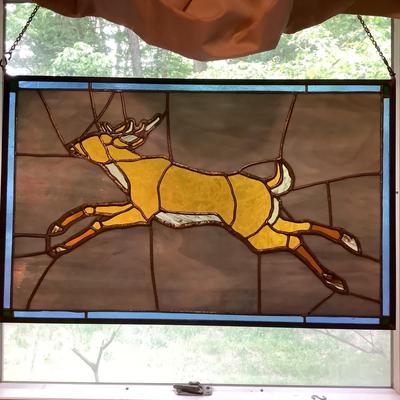 Lot 535 Artisan Designed Stained Glass â€œ Stag â€œ Window