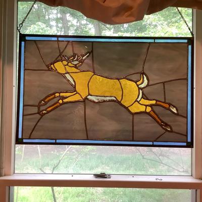 Lot 535 Artisan Designed Stained Glass â€œ Stag â€œ Window