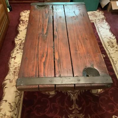 Lot 537  Antique Ship Hatch Table - Plaque reads: Hatch cover from USS Mazuma 1942-1976 ADYâ€™s Studio, Baltimore MD
