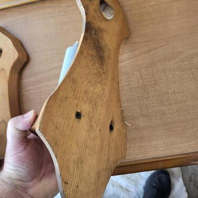 2 Wood Wall Candle Sconces.