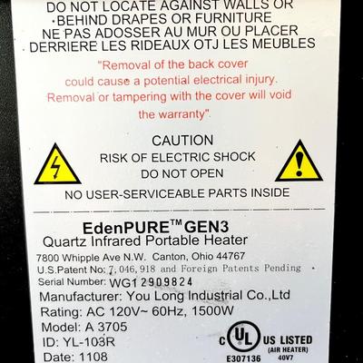 EDEN PURE ~ Gen3 ~ Quartz Infrared Portable Heater