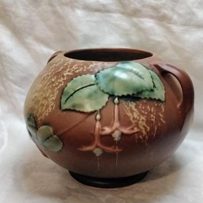 Antique Roseville Brown Fuchsia Green JardiniÃ¨re 347-6 Circa 1936