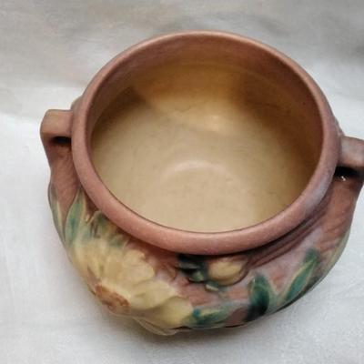 Antique Roseville Peony rose bowl #661-3 Circa 1930's