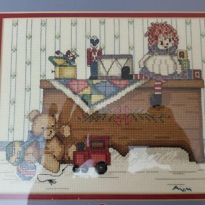 4 Pieces of Framed Needlepoint